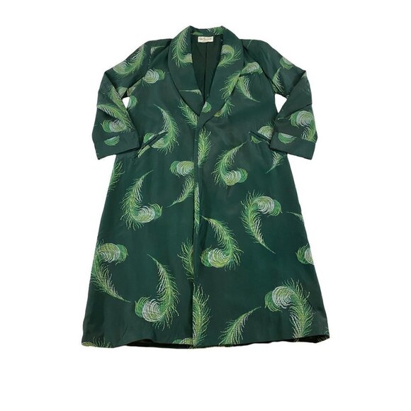 Vintage Cain Sloan Peacock Green Dressing Coat - L/XL - Picture 1 of 12